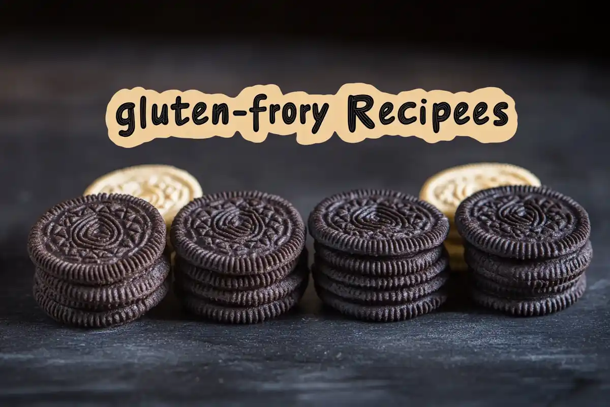 Close-up of gluten-free Oreos on a rustic burlap cloth with a jar of milk in the background
